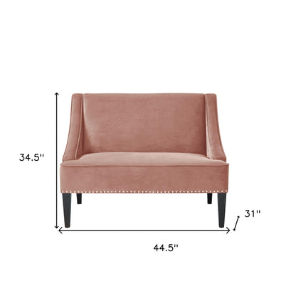 45" Beige and Black Upholstered Linen Bench